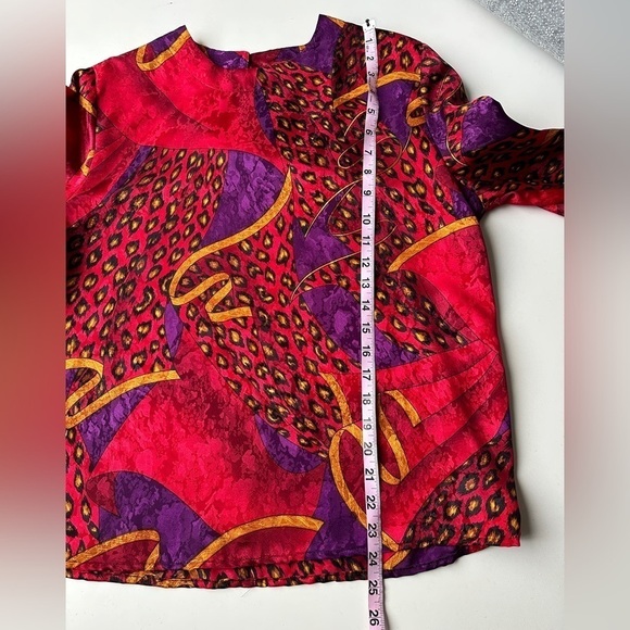 Vintage Laura Jayne Collection Red Abstract Retro Animal Print Blouse Women’s 8 - Picture 5 of 6